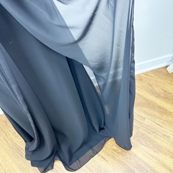 Strapless Mori Lee Black Chiffon Overlay  Gown w/Flattering Pleating Sz 8 - Picture 8 of 12